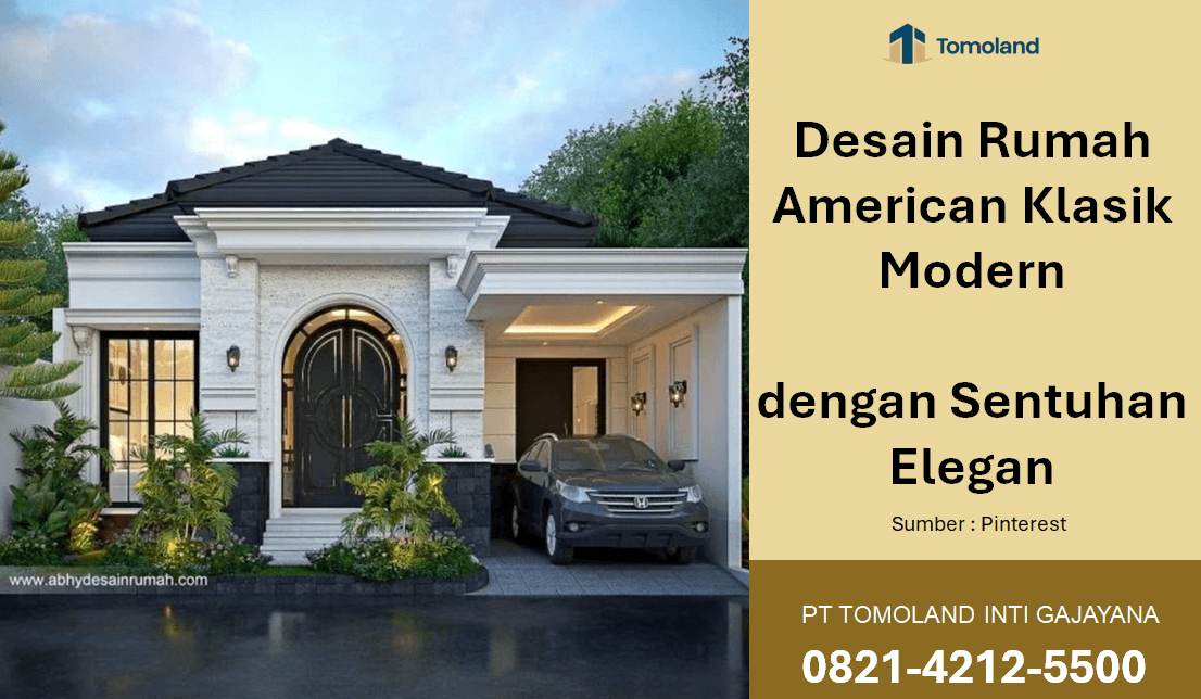 Desain Rumah American Klasik Modern dengan Sentuhan Elegan