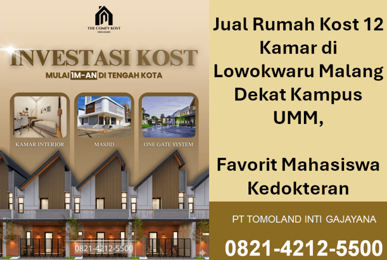 Jual Rumah Kost 12 Kamar di Lowokwaru Malang Dekat Kampus UMM, Favorit Mahasiswa