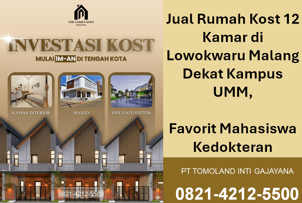 Jual Rumah Kost 12 Kamar di Lowokwaru Malang Dekat Kampus UMM, Favorit Mahasiswa