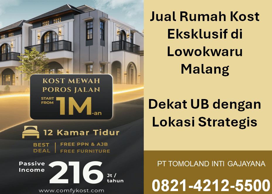 Jual Rumah Kost 2 Lantai di Lowokwaru Malang dengan Kapasitas Besar