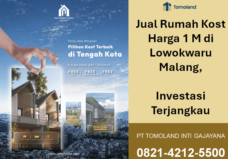 Jual Rumah Kost Harga 1 M-an di Lowokwaru Malang, Investasi Terjangkau