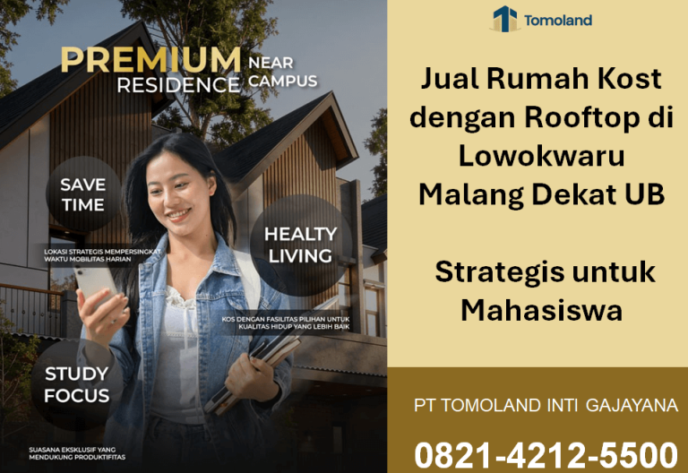 Jual Rumah Kost dengan Rooftop di Lowokwaru Malang Dekat UB, Strategis untuk Mahasiswa