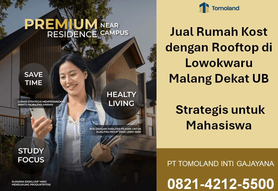 Jual Rumah Kost dengan Rooftop di Lowokwaru Malang Dekat UB, Strategis untuk Mahasiswa