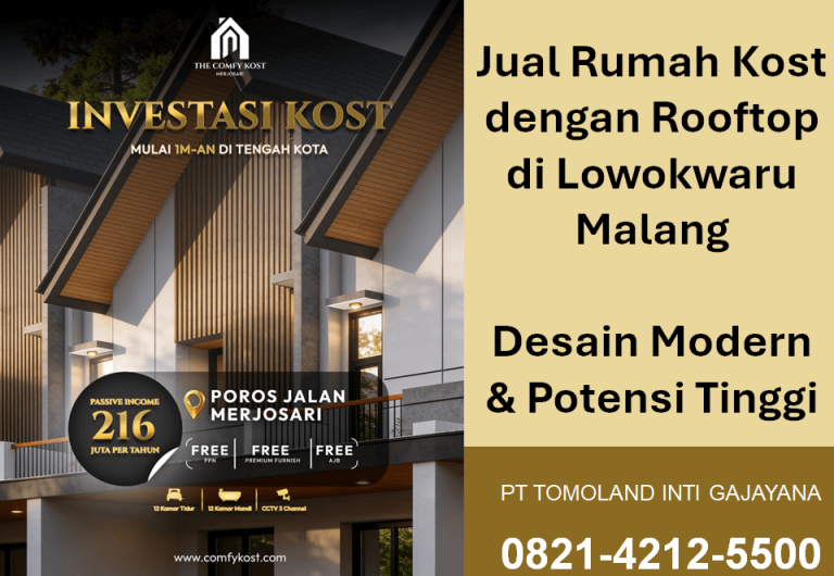 Jual Rumah Kost dengan Rooftop di Lowokwaru Malang, Desain Modern & Potensi Tinggi