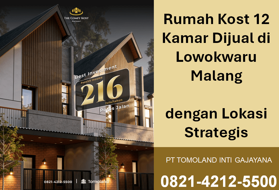 Rumah Kost 12 Kamar Dijual di Lowokwaru Malang dengan Lokasi Strategis