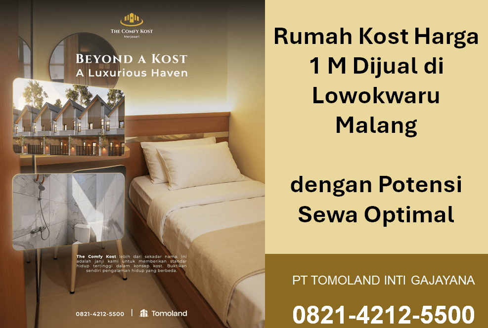 Rumah Kost Premium Harga 1 M Dijual di Lowokwaru Malang dengan Potensi Sewa Optimal