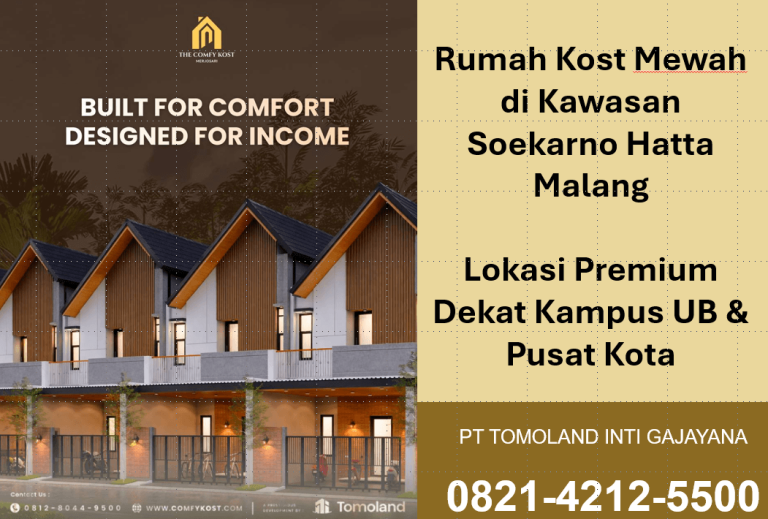 Rumah Kost Mewah di Kawasan Soekarno Hatta Malang, Lokasi Premium Dekat Kampus UB & Pusat Kota