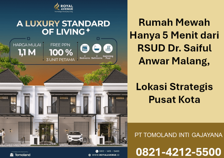 Rumah Mewah Hanya 5 Menit dari RSUD Dr. Saiful Anwar Malang, Lokasi Strategis Pusat Kota