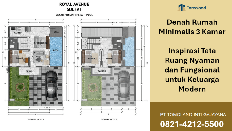 Denah Rumah Minimalis 3 Kamar: Inspirasi Tata Ruang Nyaman dan Fungsional untuk Keluarga Modern | Grand Avenue Tomoland