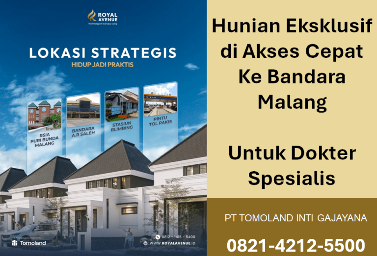Hunian Eksklusif di Akses Cepat Ke Bandara Malang Untuk Dokter Spesialis