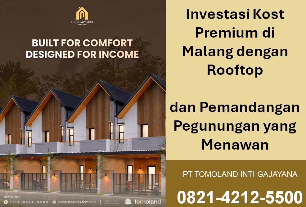 Investasi Kost Premium di Malang dengan Rooftop dan Pemandangan Pegunungan yang Menawan