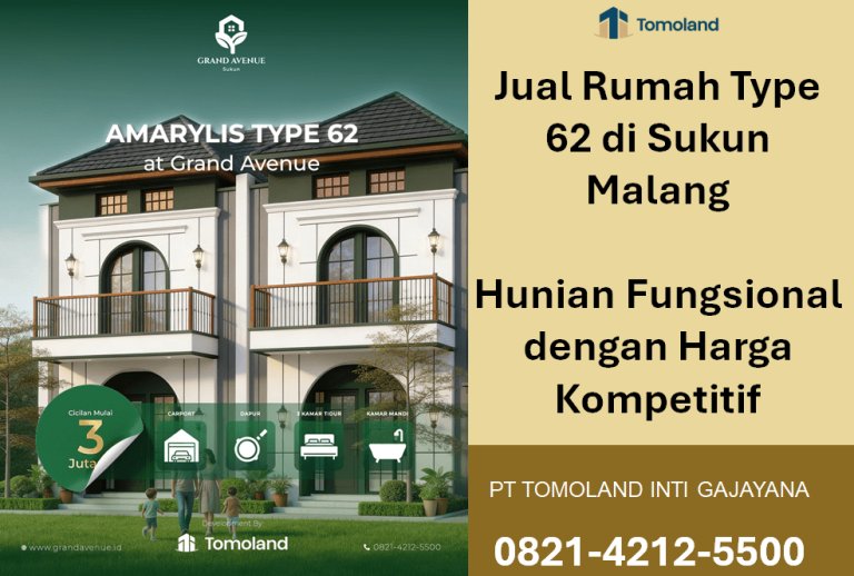 Jual Rumah Type 62 di Sukun Malang: Hunian Fungsional dengan Harga Kompetitif | Grand Avenue Tomoland