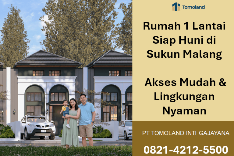 Rumah 1 Lantai Siap Huni di Sukun Malang, Akses Mudah & Lingkungan Nyaman
