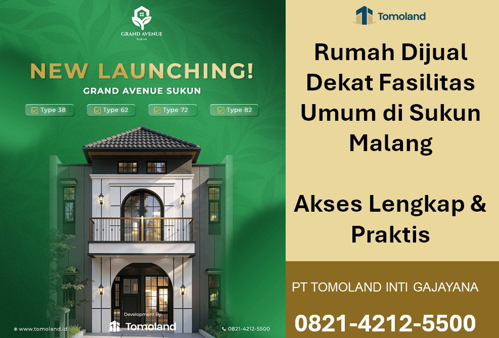 Rumah Dijual Dekat Fasilitas Umum di Sukun Malang, Akses Lengkap & Praktis