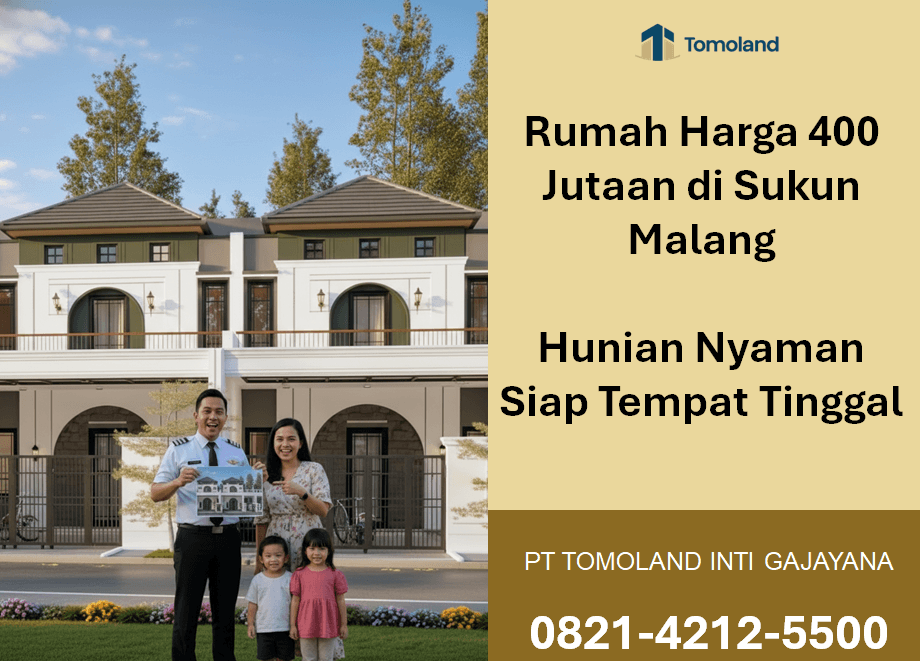 Rumah Harga 400 Jutaan di Sukun Malang, Hunian Nyaman Siap Tempat Tinggal