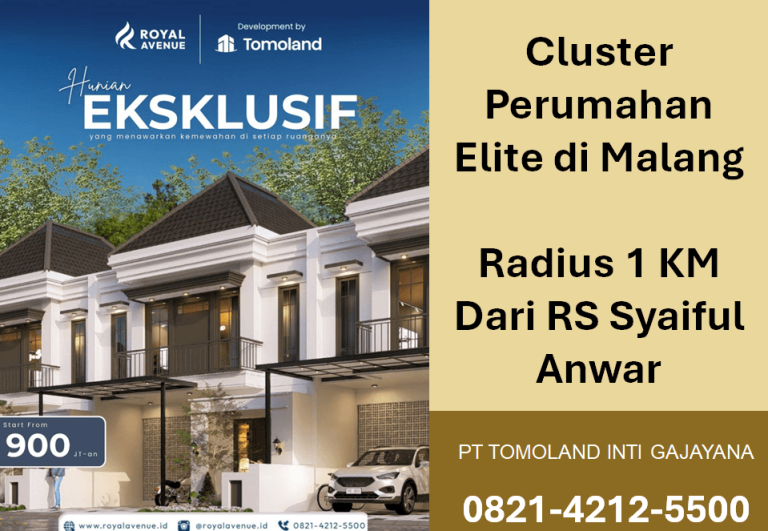 Cluster Perumahan Elite di Malang, Radius 1 KM Dari RS Syaiful Anwar