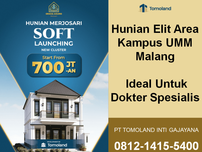 Hunian Elit Area Kampus UMM Malang Ideal Untuk Dokter Spesialis | Royal Avenue Tomoland