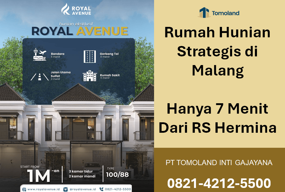 Rumah Hunian Strategis di Malang, Hanya 7 Menit Dari RS Hermina