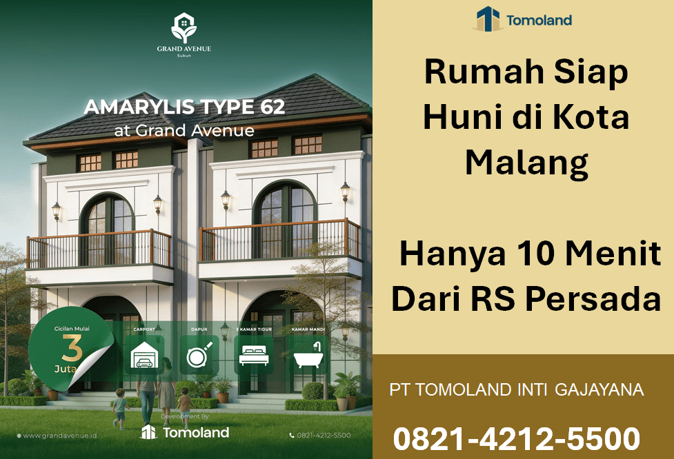 Rumah Siap Huni di Kota Malang, Hanya 10 Menit Dari RS Persada