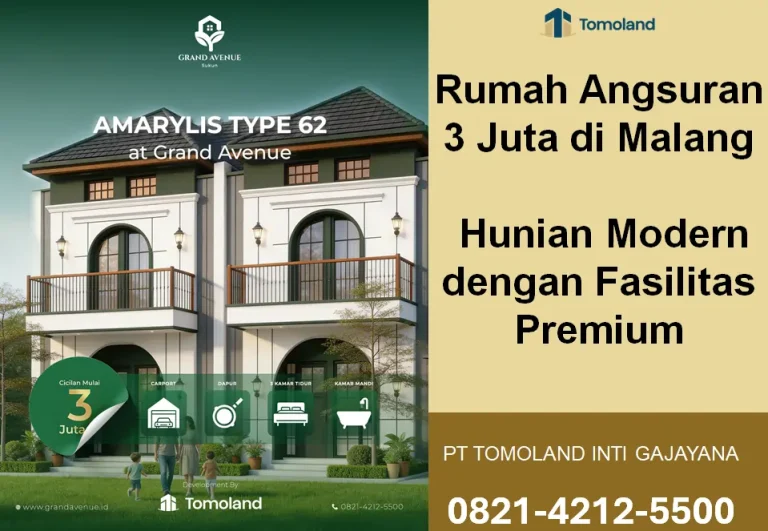 Rumah KPR Murah Angsuran Ringan di Malang, Cicilan Mulai 3 Juta Perbulan | Grand Avenue Sukun by Tomoland