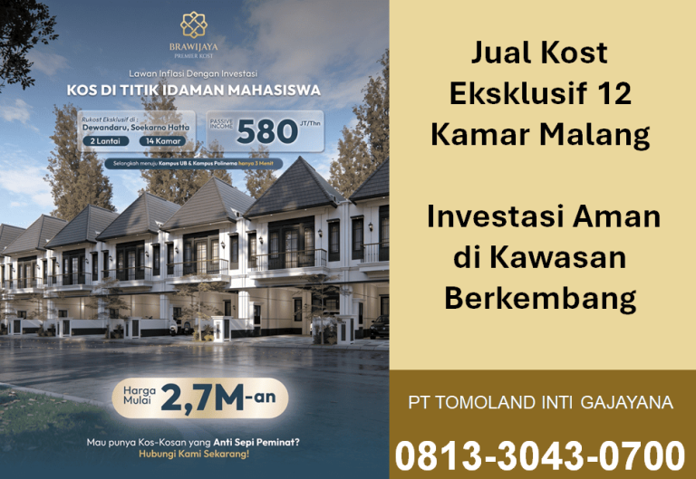 Jual Kost Eksklusif 12 Kamar Malang, Investasi Aman di Kawasan Berkembang