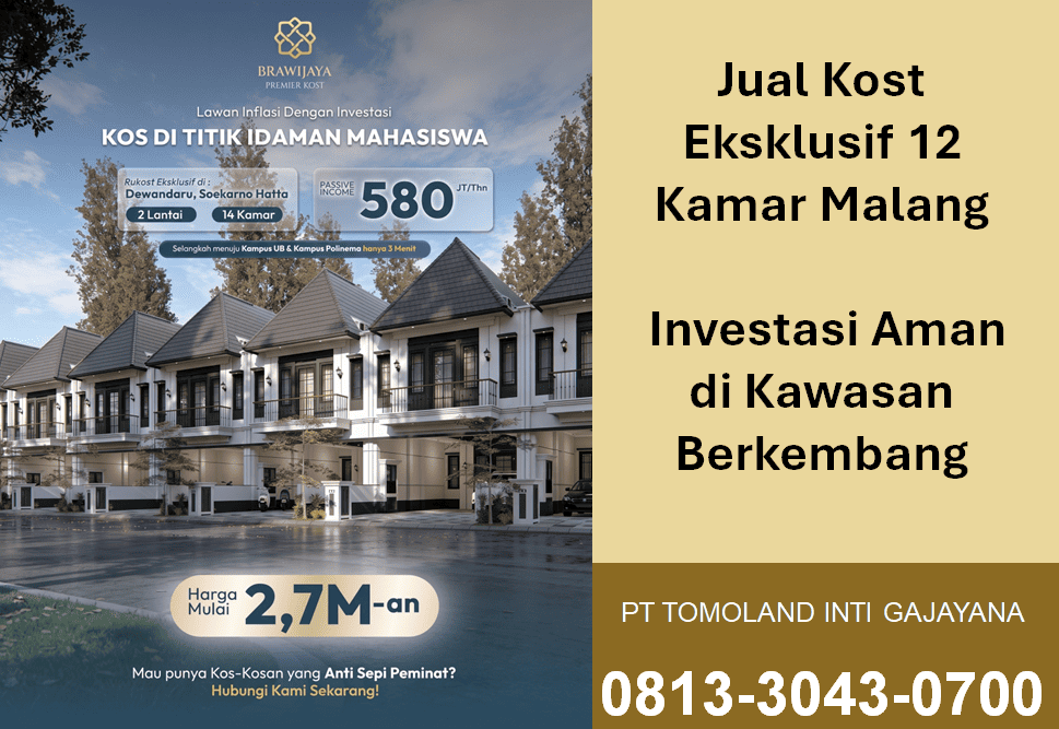 Jual Kost Eksklusif 12 Kamar Malang, Investasi Aman di Kawasan Berkembang