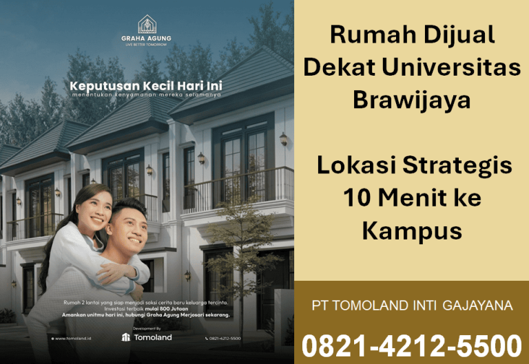 Rumah Dijual Dekat Universitas Brawijaya, Lokasi Strategis 10 Menit ke Kampus | Graha Agung by Tomoland