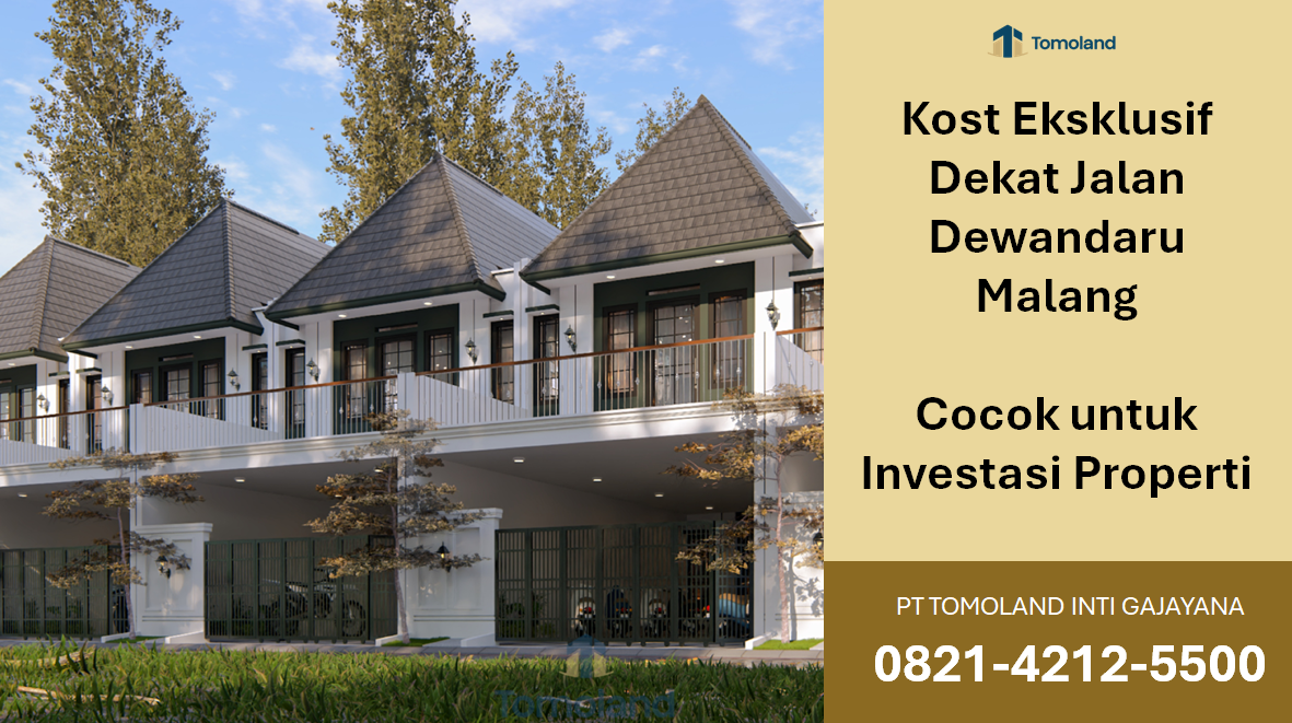 Kost Eksklusif Dekat Jalan Dewandaru Malang, Cocok untuk Investasi Properti